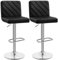 Yaheetech Lot de 2 Tabourets de Bar en Similicuir Réglables en Hauteur 92-113,5 cm Chaises de Bar Sièges Pivotants Modernes Design Rayures Tabourets Hauts Rembourrés Dossier Repose-Pied Noir