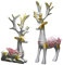WOO MANTO 2er kleine Hirsche Deko H 11cm & 9,5cm Rentier Figure Tischdeko(Silber)