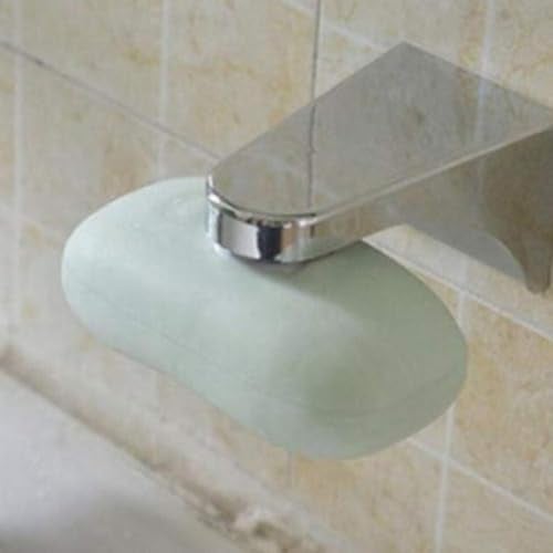 Silver Home Bathroom Magnetic Soap Holder Container Case Wall Attachment Shelf Silver Soap Dishes