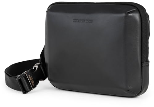 Berliner Bags Premium Umhängetasche Toni, Kleine Crossbody Tasche aus Leder für Damen und Herren - Schwarz