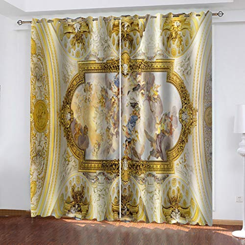 GOKSEL Gardinen 2 Stück x 110 B x 215cm H Retro Adel Blickdichte Gardinen -Lichtundurchlässige Vorhänge mit Ösen für Schlafzimmer Kinderzimmer Geräuschreduzierung