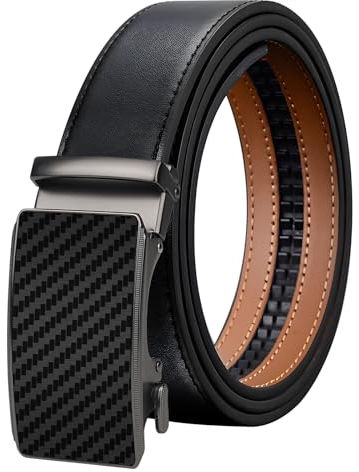 AivaToba Gürtel Herren, Ledergürtel Herren Schwarz mit Automatik Gürtel-Schließe für Business-Anzüge, Ratschengürtel Leder (Breit 35mm), Ratsche Ledergürtel Automatikschließe