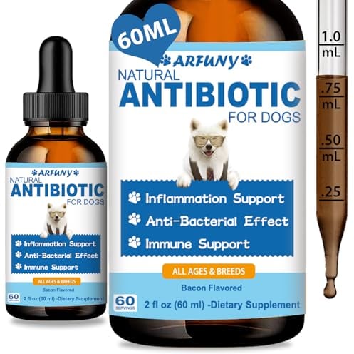 SANTKOL Natural Dog Antibiotics - 60ML Antibiotics Drops for Dogs Support Immune Health - Itchy Skin Relief - Allergy Relief - Natural Ingredients, Bacon Flavor