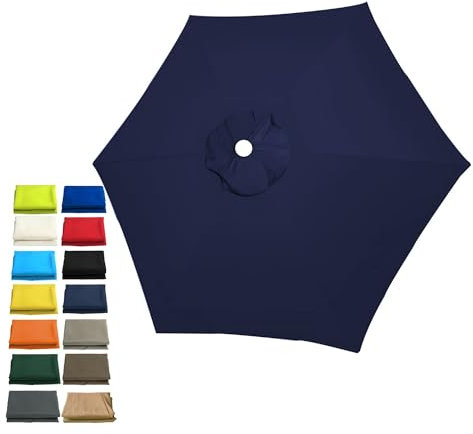 Slxzpl Patio Umbrella Replacement Canopy For 6 Ribs, Market Table Parasol Top Replacement Cover, Pool Parasol Replacement Fabric Cloth, UV Protective Waterproof(Dark blue,2.50m)