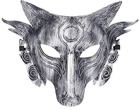Cosplay Vollmaske Frauen Männer Kostüm Wolfsgesicht für Maske Brille Schwarz Fan Accessoire (B, One Size)