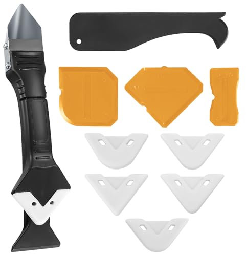 Silicone Caulking Tool Kit - Remover and Scraper With Pads for Bathroom Kitchen Finishing and Smoothing - Sealant Grout Removal Tools