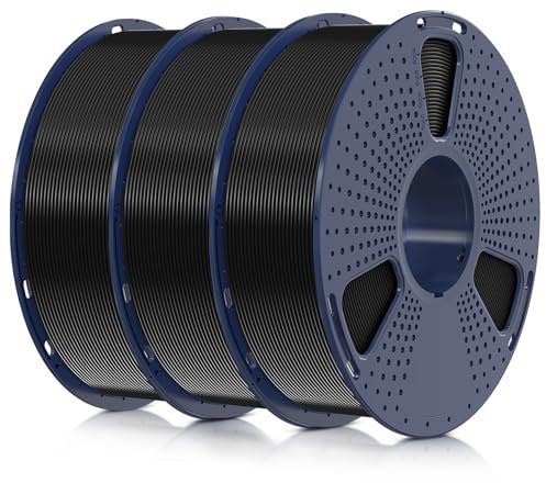 SUNLU 3KG PLA Plus 3D Drucker Filament, PLA+ Filament 1.75mm, Maßgenauigkeit +/- 0.02 mm, 1kgSpule(2.2Pfund), Insgesamt 3kg, PLA Plus Filament (Schwarz+Schwarz+Schwarz)