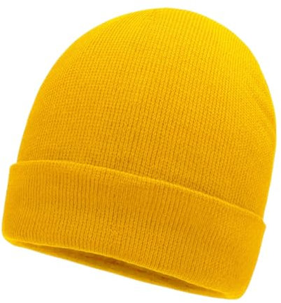 Gadgets Mafia Beanie Hat for Men & Women, Lightweight Winter Running Hat, Thermal Skull Cap, Work Hat (Yellow)