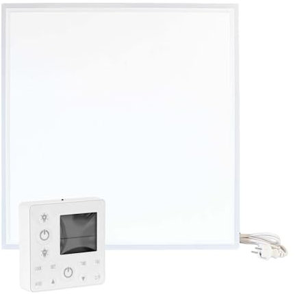 Wiltec Infrarot Deckenheizung 370 W, Infrarotheizung Deckenmontage mit LED-Beleuchtung 65,5 x 63 x 3,5 cm, Infrarot Heizung mit Thermostat