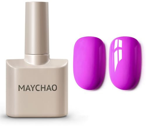 MAYCHAO 15ML Gel Nail Polish, Purple Gel Nail Polish, Soak Off UV LED Nail Varnish Nail Art Starter Manicure Salon DIY at Home, 0.5 OZ