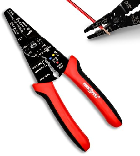 ANGELSWORD 8 inch Wire Stripper, Cable Stripper, Crimping Pliers, Wire Cutter, Wire Crimper, Multi-Function Hand Tool