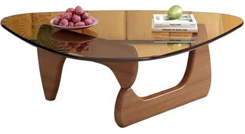 JingNian Schwarzer Couchtisch Aus Glas mit Beinen Aus Massivholz, Beistelltisch, Abstrakter Couchtisch, Klein Rustikal füR Wohnzimmer Und Kleine RäUme(Size:83x57x41cm,Color:E)