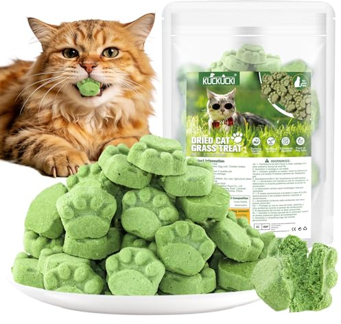 100g Bastoncini di Erba for Gatti, Snack per Gatti Erba da Gatto, Giocattolo Dentale per Gatto, Liofilizzato con Erba Gatta per la Pulizia dei Denti
