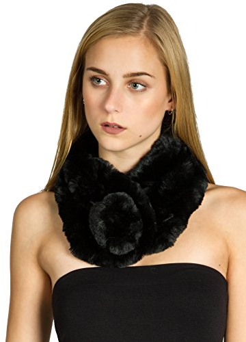 Caspar SC478 Damen Kunstpelz Fell Schal Pelzkragen Fellkragen, Farbe:schwarz, Größe:One Size