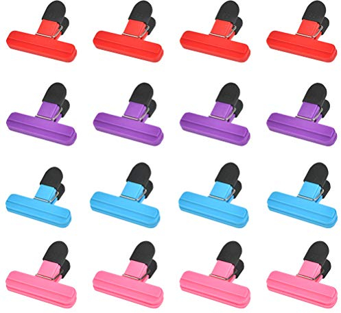 FOROREH 16pcs Bag Clips Food Seal Clips Heavy Duty Food Clips Kitchen Clip Storage Clips Plastic Food Bag Clips Air Tight Clips for Snack Coffee Potato Food Bags