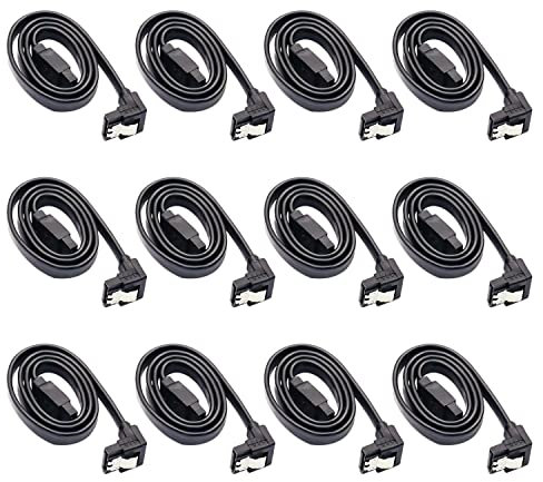 DaFuRui - Cable SATA III (6,0 Gbps, ángulo recto, 90 grados, ángulo recto, SATA, 16 pulgadas), color negro