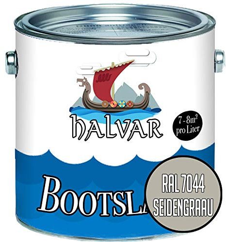 Halvar Bootslack Grau RAL 7000-7047 Yachtlack MATT Bootsfarbe PU-verstärkt für Holz & Metall verstärkt extrem belastbar hochelastisch Schiffslackierung (2,5 L, RAL 7044 Seidengrau)