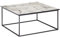 FineBuy Couchtisch Quadratisch 80x38x80 cm mit Marmor Optik Weiß, Wohnzimmertisch mit Metall-Gestell Schwarz, Moderner Dekotisch