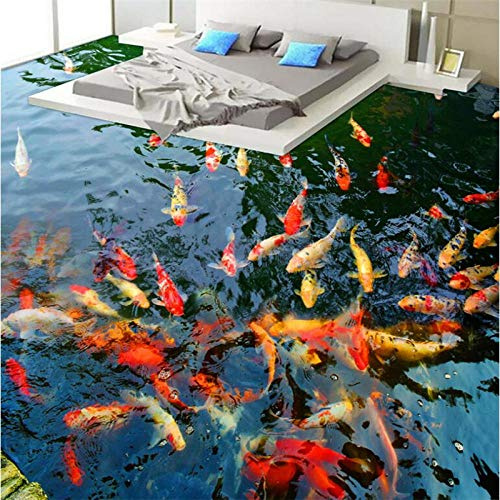 3D tragbarer PVC Boden klarer Wasser Teich Karpfen Toilette Badezimmer Schlafzimmer 3d Boden Papel de Parede 3d Para Sala Atacado-150 * 105cm