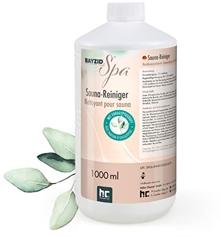 1 L Bayzid SPA Nettoyant pour Sauna concentré parfum eucalyptus, pour le nettoyage du bois du sauna