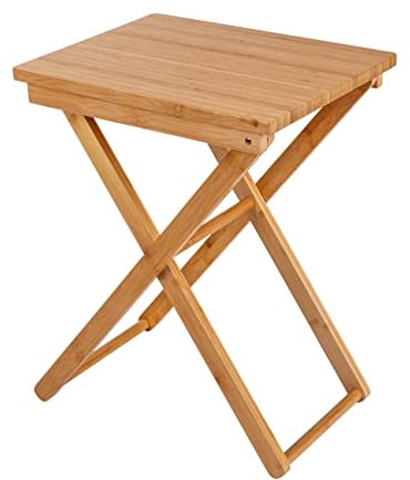 WENKO Bambus Klapptisch Maui, praktischer Beistelltisch für drinnen & Esstisch für draußen im Garten mit lackierter Oberfläche, platzsparend zusammenk, 69989800, Braun