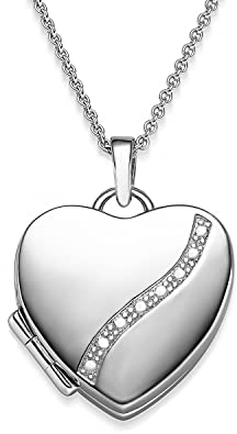Herz Medaillon zum Öffnen für Bilder Silber 925 | Kette Damen Medallion mit Bild | Foto Amulett Anhänger Herzmedallion | Geschenk Frauen Freundin