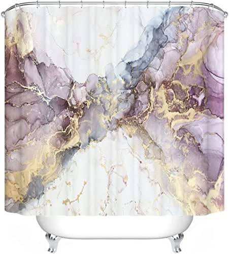 LKFFHAVD Rideau de Douche en Textile 120 x 200 cm, 180 x 200 cm, 180 x 180 cm, 200 x 200 cm, Motif marbre Noir, Multicolore, Rose, Bleu, Impression 3D, Polyester, Rideau de Douche, étanche