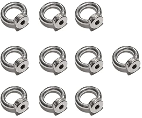 HOUSON 10 Stück M8 Ringmutter,304 Edelstahl Ösenmutter Ring RundeAugbolzen Ringbolzen Rostfrei für Rolle des Befestigens und Hängens(M8 Ringmutter)