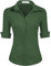 Hotouch Camicetta da Donna con Manica a 3/4 Camicia con Scollo a V Camicetta di Base Slim Fit con Knop Bar Tops Casual Cotone Verde Scuro XXL
