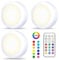 UEASE Under Cabinet LED Lights with Romote, 3PCS RGB Light Wireless Lights Battery Powered Puck Lights Under Cupboard Tap&Remote Control, 13 Colors, Dimmable, Timer, for Kitchen Bedroom