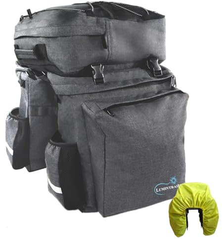 Lumintrail 3-in-1 Fahrradtaschen – 40L Fahrradtasche & Rucksackträger Fahrradtaschen – für sichere Fahrräder Gepäckträger Montage Gepäckträger – Ideal für Pendler & Tourenradfahrer