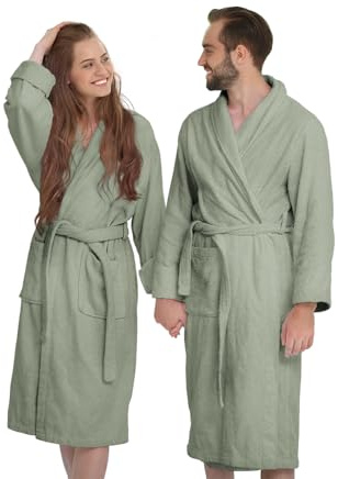Banzaii Accappatoio Uomo, Accappatoio Donna, Accappatoio in Spugna con Cappuccio 100% Cotone Super Assorbente e Morbido - Taglia M Salvia