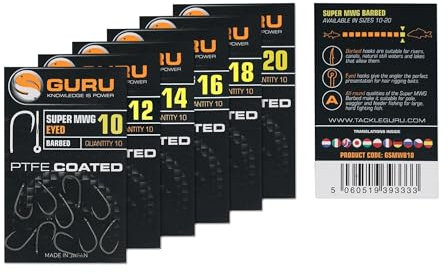 Tackle Guru - Super MWG Eyed Barbed Fishing Hooks (SMWG Barbed 18)
