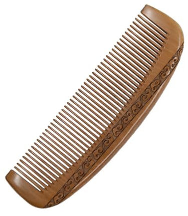 FRCOLOR Massagekamm Aus Naturholz Haarkämme für Damen Statischer Haarkamm Halbmondform Schnitzmuster Holzhaarkamm für Frauen Mädchen Damen Kaffeebraun