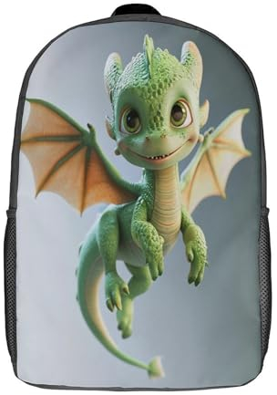 WENNUAN Süßer Babydrache Kinderrucksack Freizeit Rucksack Kinder Schulrucksack Teenager Drache Drucken 17inch