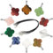 Crystal Four Leaf Clover Stone Pendants, 10 Pieces Natural Assorted Color Healing Crystals with Leather Cord Necklace Charms for Jewellery Making