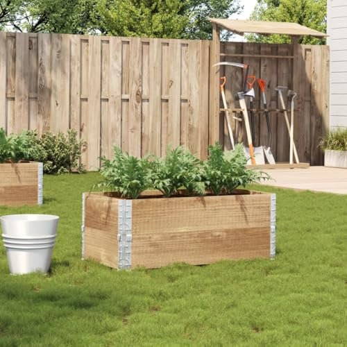 Tino Tech Fioriera 100 x 50 x 41 cm, in legno di pino massiccio, grande aiuola per piante, aiuola da giardino, aiuola, fioriera per balcone, fioriera da giardino, marrone chiaro