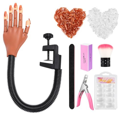 Nail Practice Hand for Acrylic Nails: Flexible Nail Hand Practice Model Set - Adjustable Nail Training Hand Manicure Kit for Beginners Salon