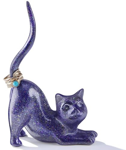 Titanape Regalo per gli amanti dei gatti, porta anelli viola a forma di gatto – elegante decorazione estetica per la stanza per donne, mamme, ragazze, idea regalo perfetta per la festa della mamma