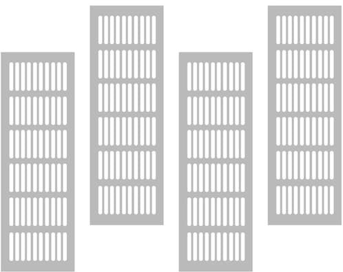4 Stück Lüftungsgitter, Lüftungsgitter Edelstahl, Ventilation Grille Rechteckig, Edelstahl Aluminium Lüftungsgitter, 80 x 300 mm Lüftungsabdeckung für Schrank, Kleiderschrank, Belüftung