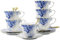 TATSUMI Country Roses 18 Peices Bone China Tea Cup And Saucer Set, English Vintage Tea Cups Of 6 For Women And Tea Party Sets(Rose Blue,6 Sets)