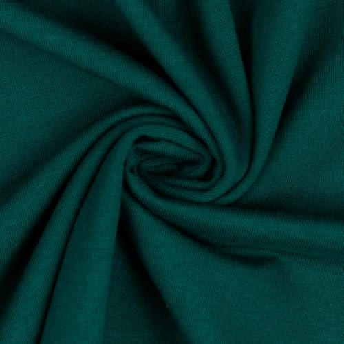 Jersey Stoff Bio Baumwolljersey zertifiziert uni viele Farben ab 50x150cm zum Nähen von Bekleidung Meterware (dark green)
