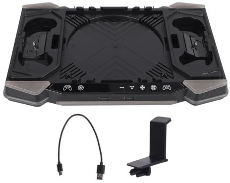 Cooling Charging Station for Series X, RGB Lighting, Dual Controller Charging Dock, Storage Expansion and CD Slots, 4 Fans, 11 RGB Effects, Headphone Hook