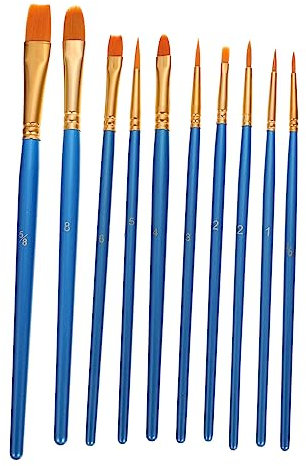 OSALADI 10stücke Teiliges Holzgriff Junge Mädchen Künstlerpinsel Für Wasserfarben Ölmalerei Blau Vielseitig Einsetzbar Komfortabler Griff Präzise Kontrolle