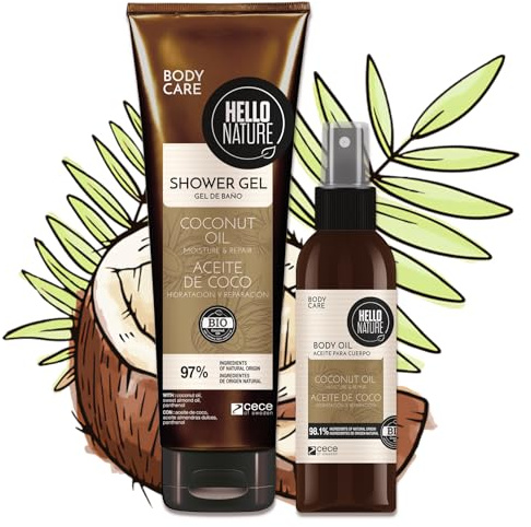 P-Beauty Naturkosmetik Körperpflege Set mit Bio-Kokosöl - Duschgel & Körperöl, vegan für seidige Haut - Cremedusche & Öl für Körper mit Kokosduft - feuchtigkeitsspendend, regenerierend (Set 3)