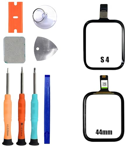 ERYNK Juego de reparación de cristal frontal para Apple Watch Series 4 44 mm [con función táctil] [con adhesivo OCA] [No LCD Screen] con juego de herramientas