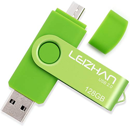 LEIZHAN Clé USB 128Go USB 2.0 OTG 2 en 1 Flash Drive Mémoire Stick pour PC Ordinateur Portable Android Smartphone Tablette-Vert