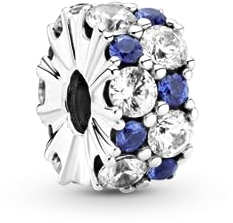 PANDORA Clip / Stopper klares & blaues Funkeln silber/blau, Zirkonia 799171C01