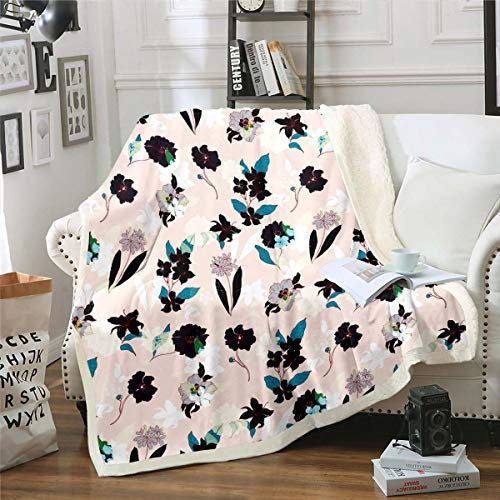 Coperta in pile con fiori tropicali, ragazze, donne, rami, in peluche, per giardino, letto singolo, 150 x 150 cm