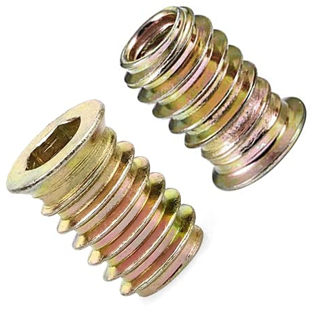 50 pezzi Boccole Filettate per Legno M8 M6 (Oro, M6*15)